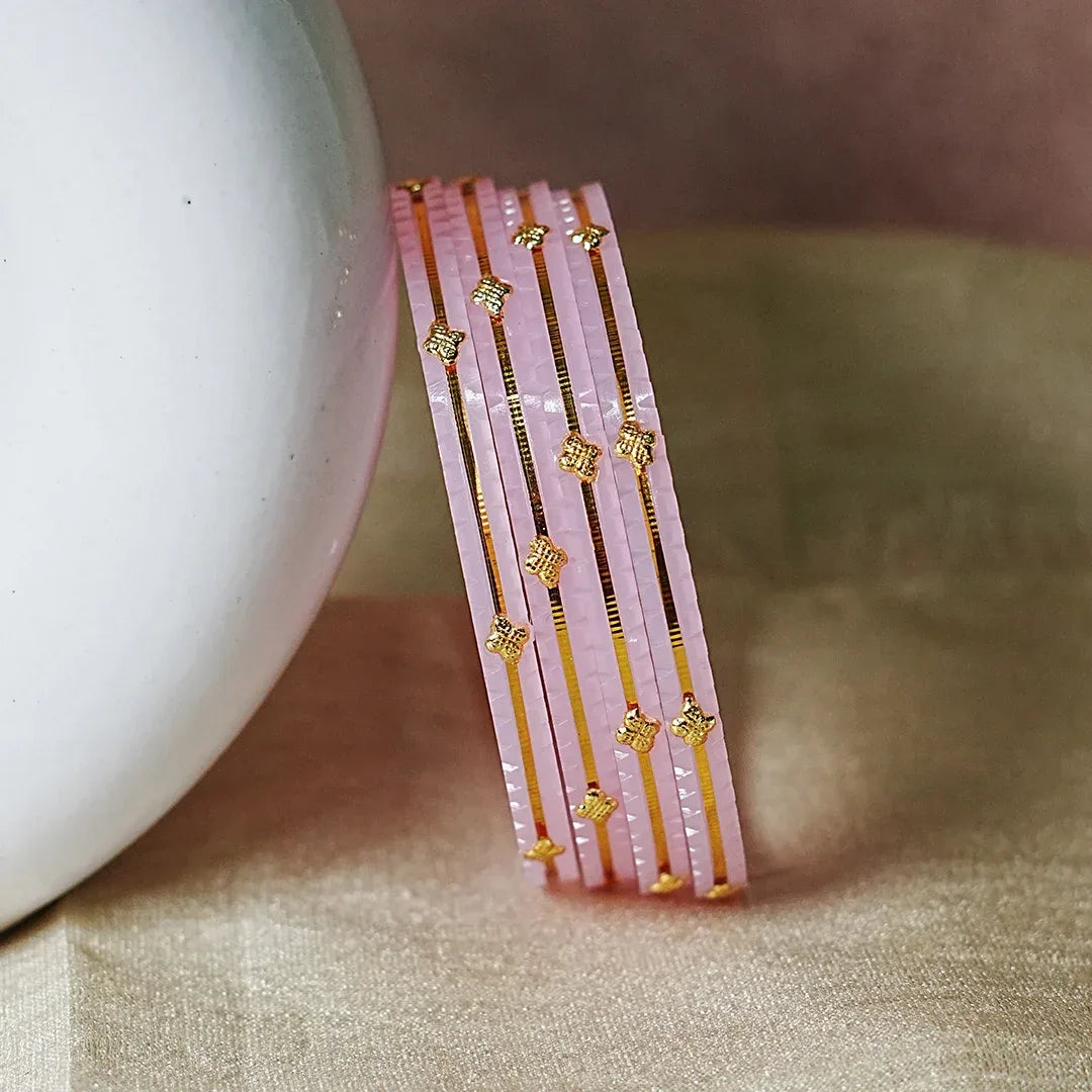 Premium Lightweight Acrylic Kada Bangles for Women (Pack of 4) - The Golden Cascade